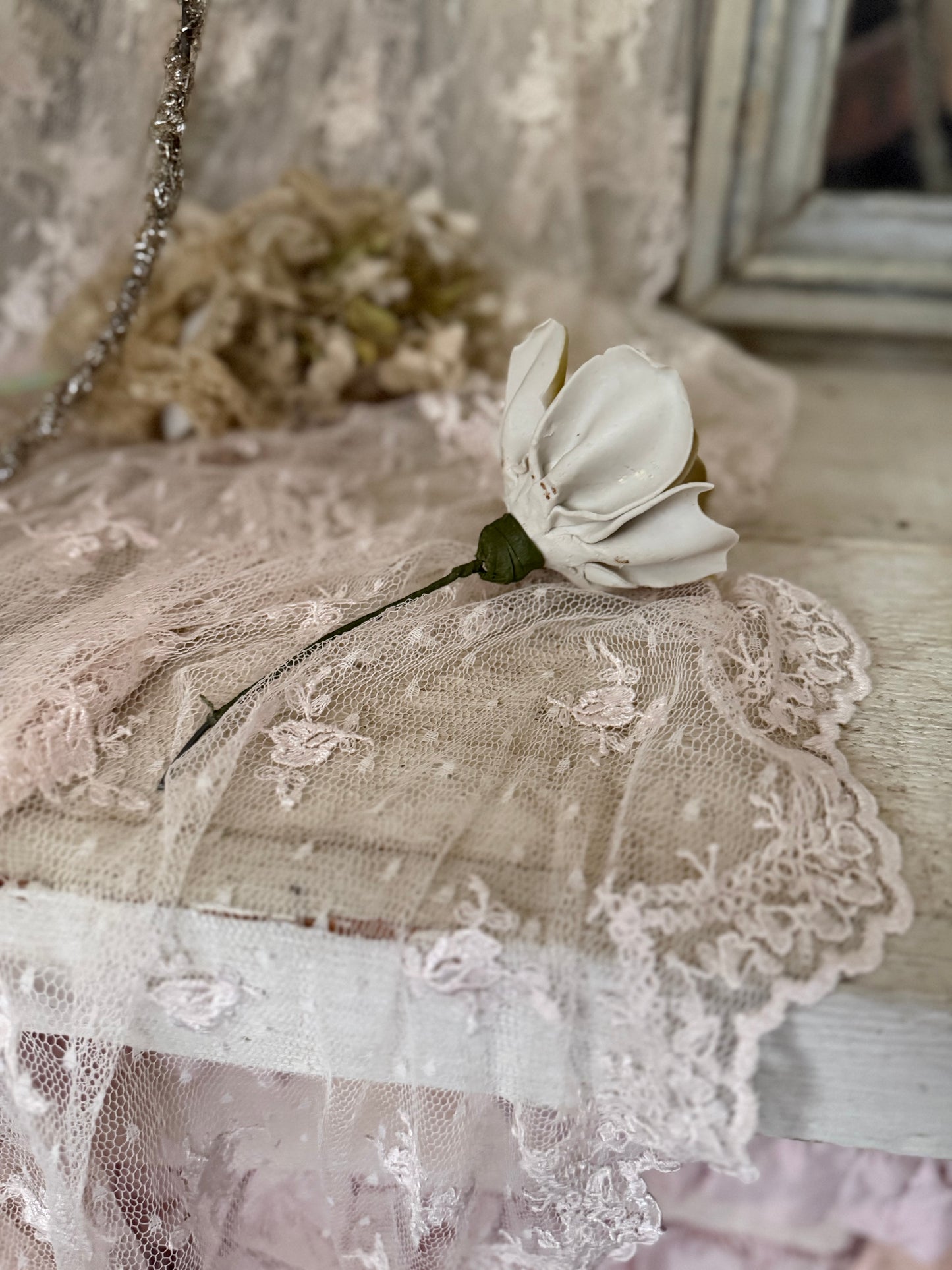 Antique XL Yellow Bisque Rose