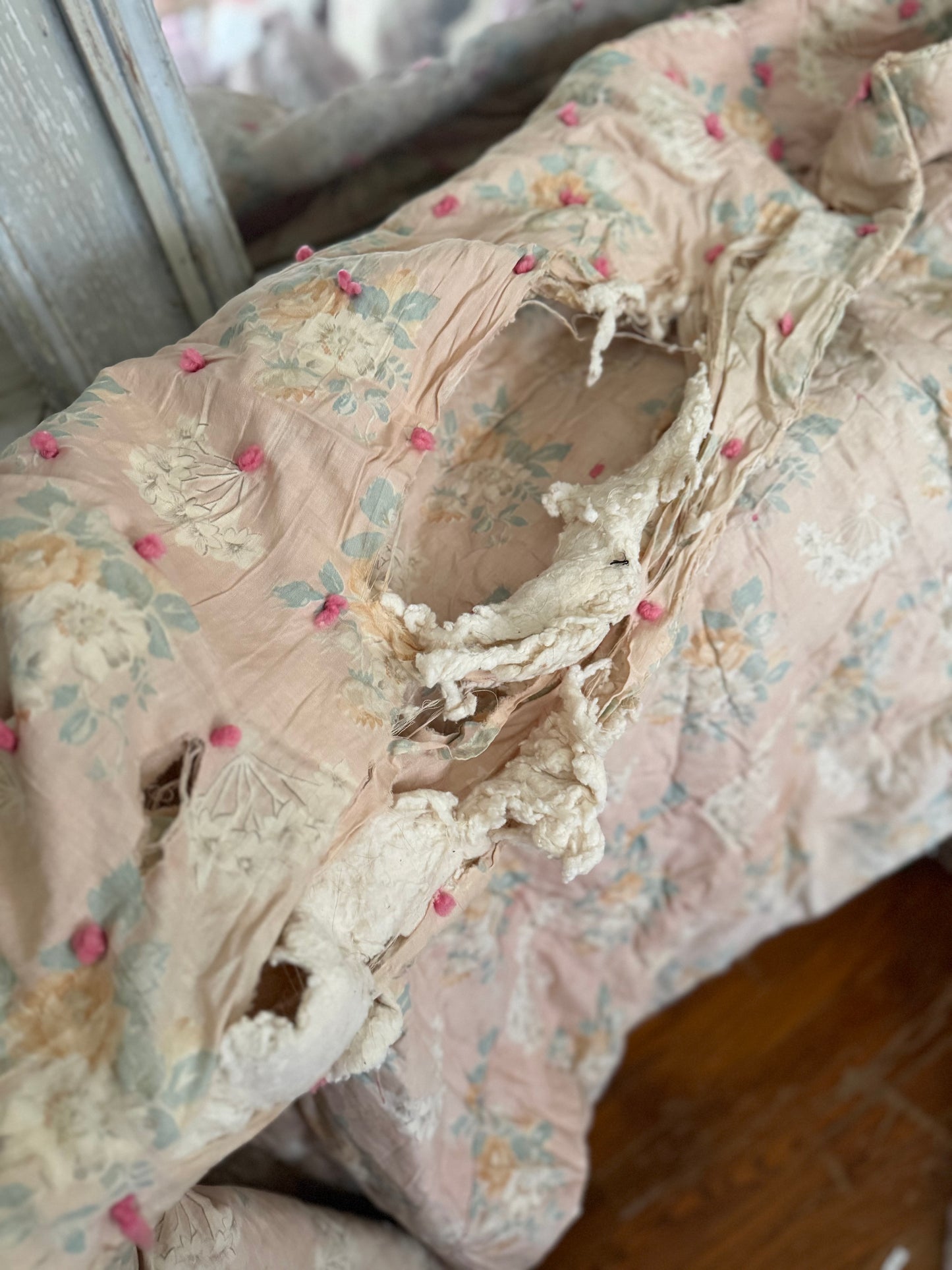 Antique Shabby French Boutis Quilt