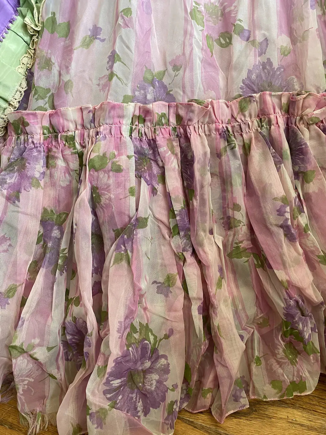 Vintage Theater Costume Skirt Bustle Marie Antoinette Pink Floral
