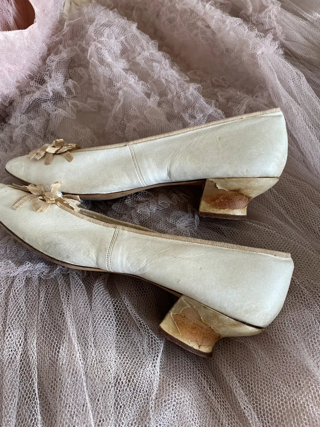 Antique Wedding Shoes Silk Ribbons