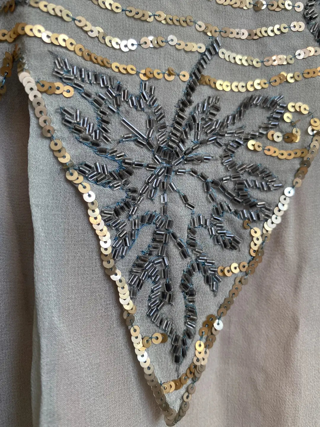 Antique French 1920's Dress Paris Label Blue Silk