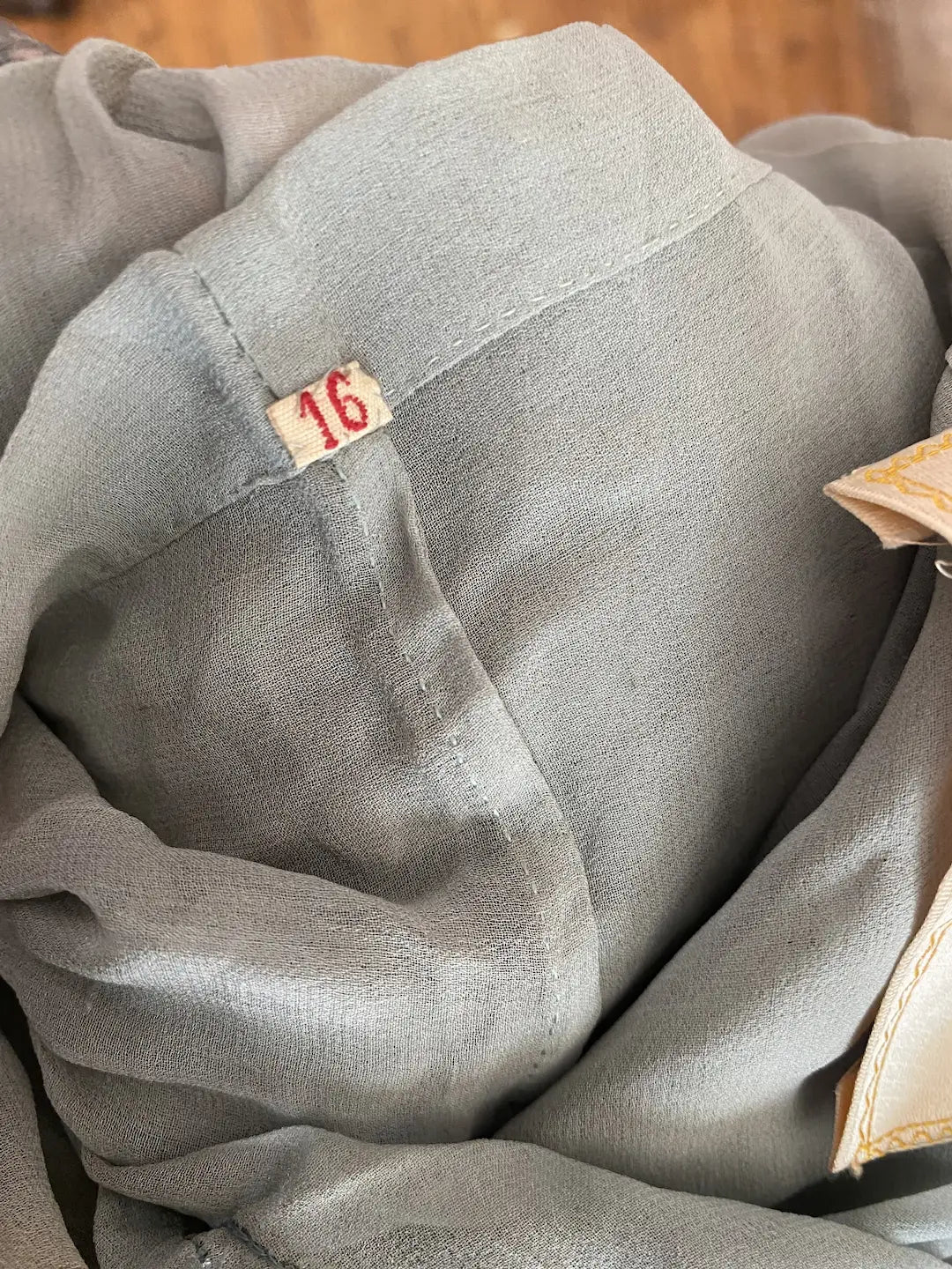 Antique French 1920's Dress Paris Label Blue Silk