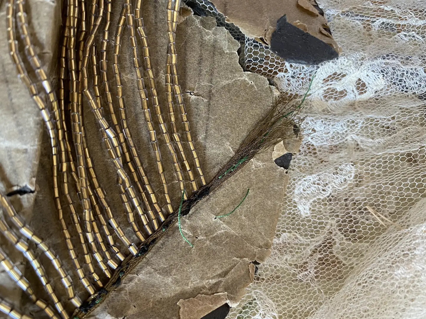 Antique French Gold Beaded Trim Metallic