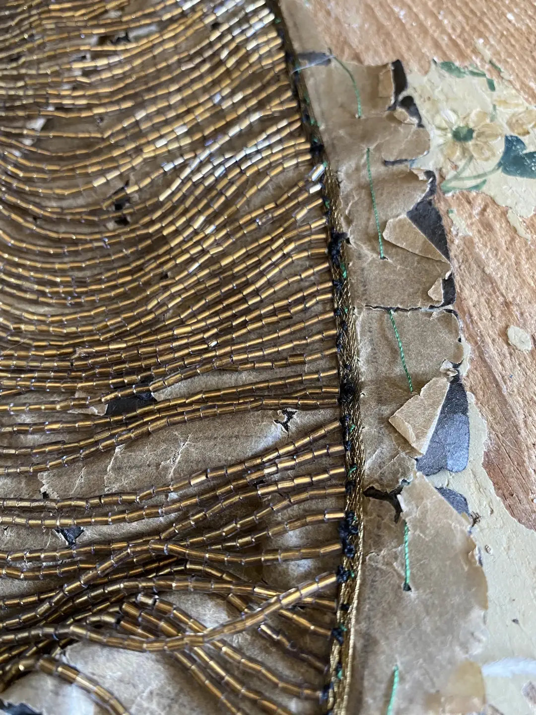Antique French Gold Beaded Trim Metallic