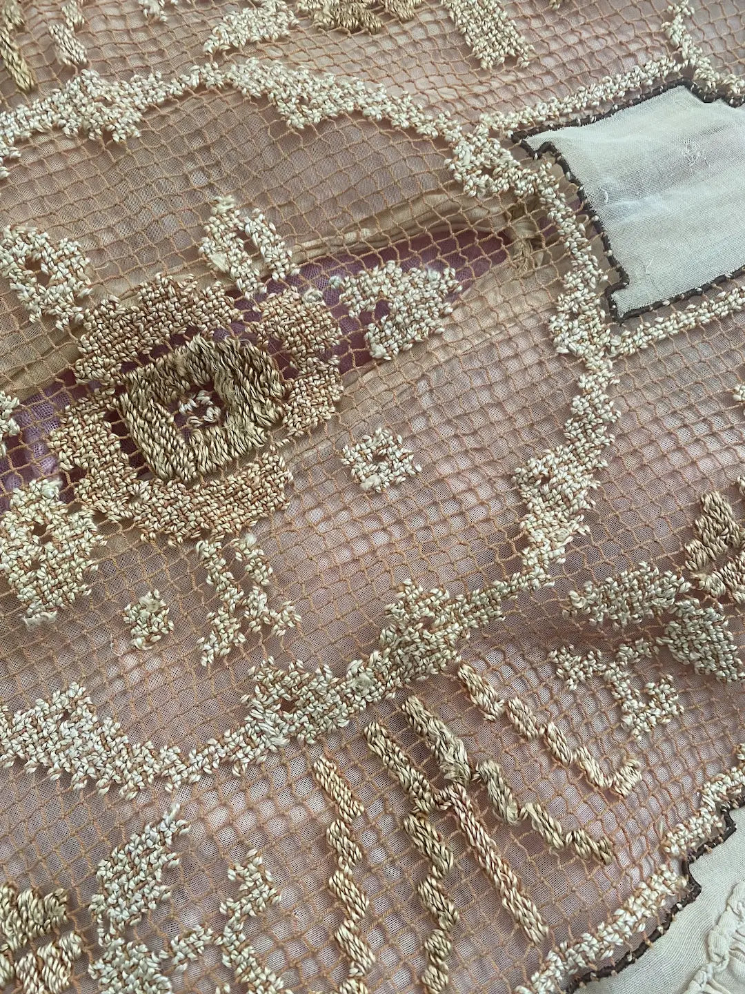 Antique French Lace Double Ruffle Throw Pillow
