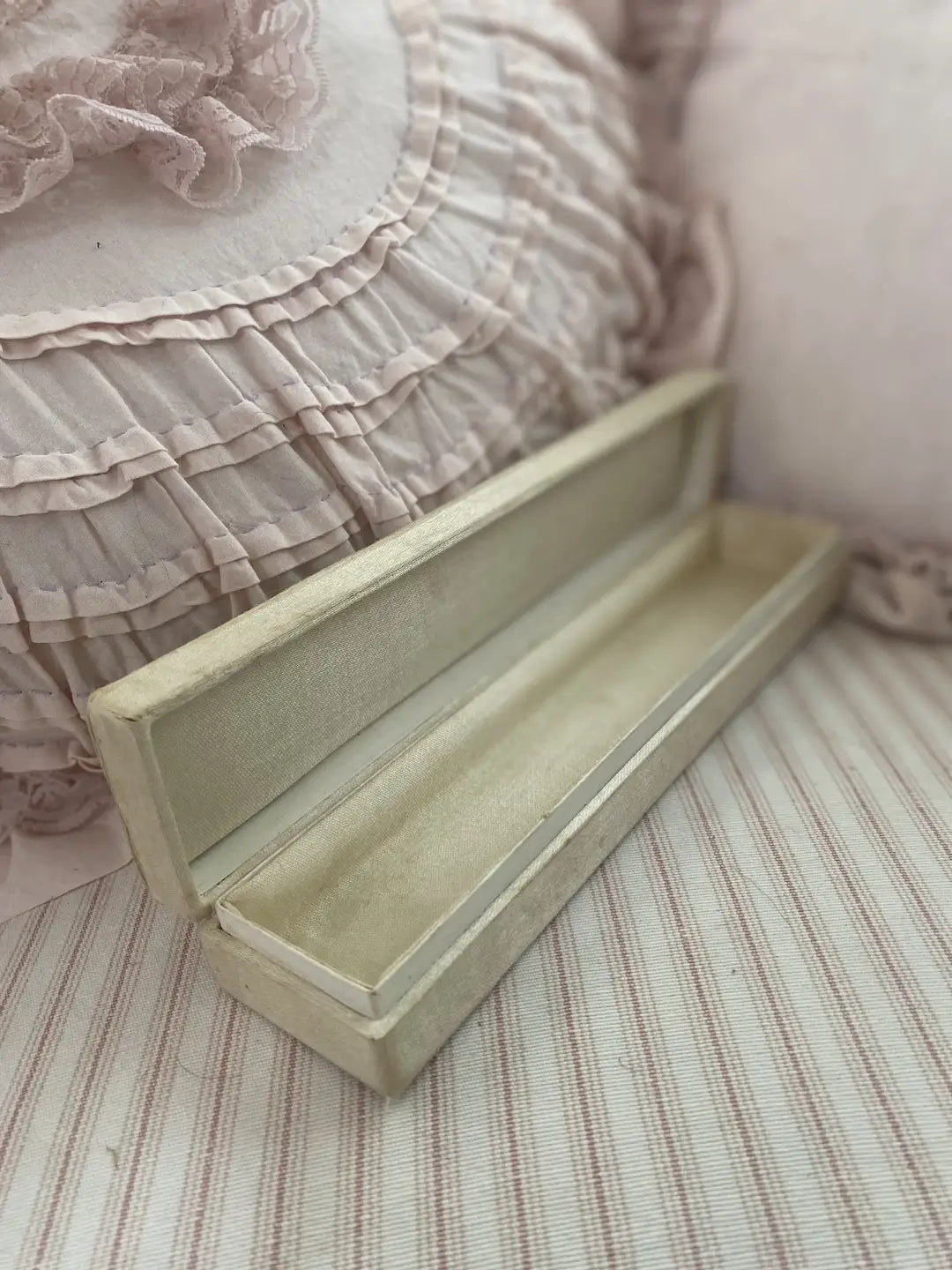 Antique French Silk Wedding Box Hand Painted