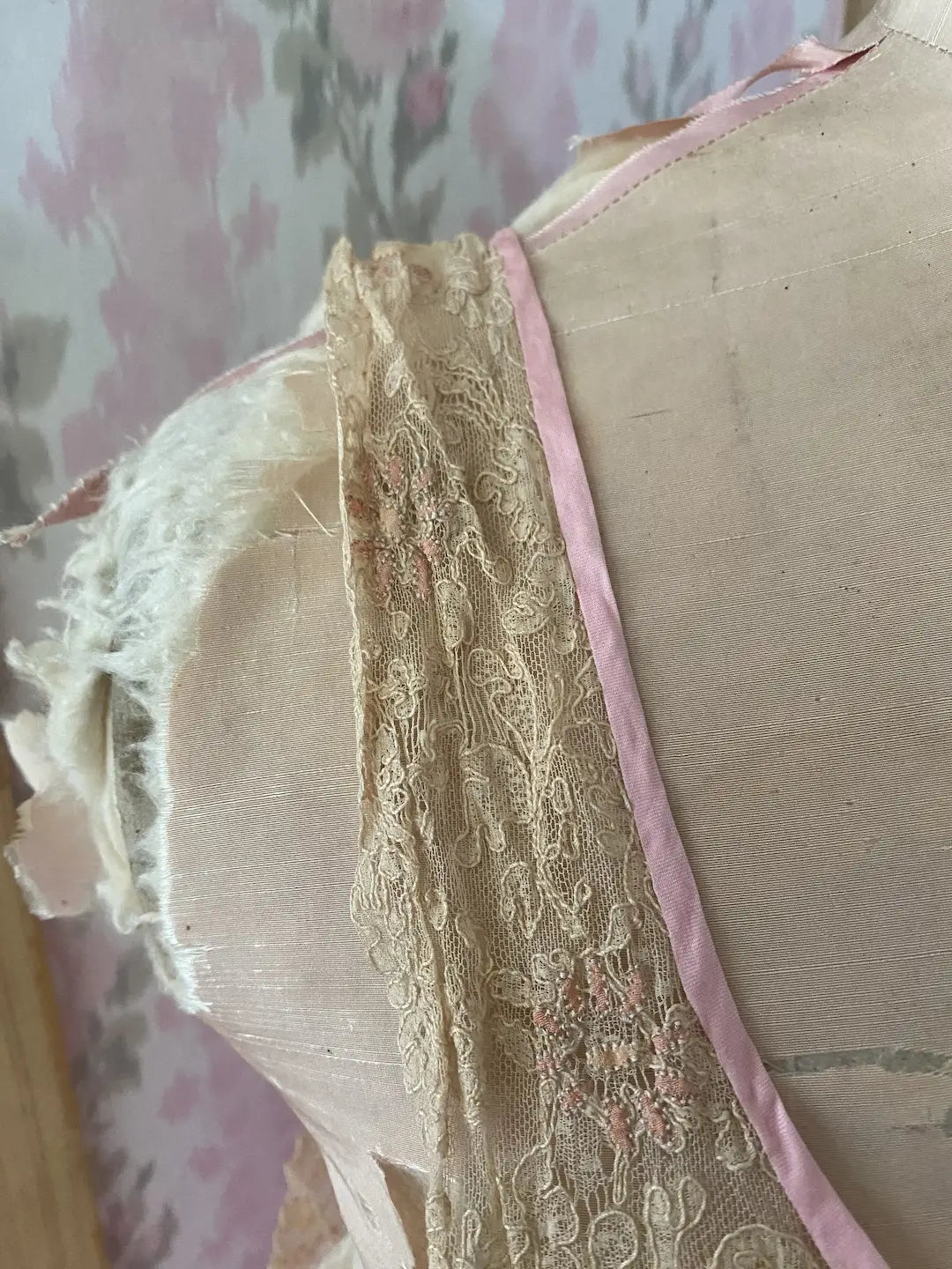 Antique Pink Silk Slip Nightgown