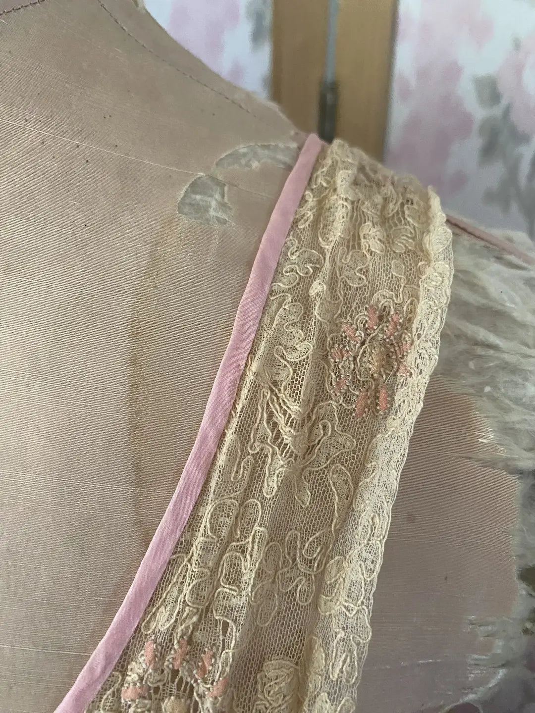 Antique Pink Silk Slip Nightgown
