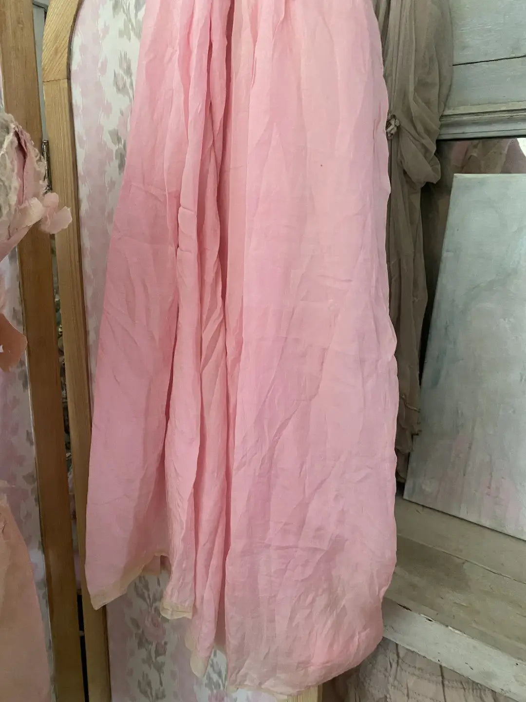 Antique Pink Silk Slip Nightgown