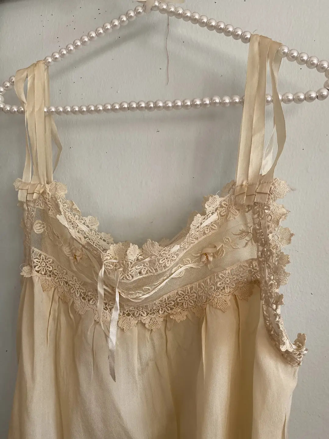 Antique 1920s Ivory Silk Ribbonwork Romper