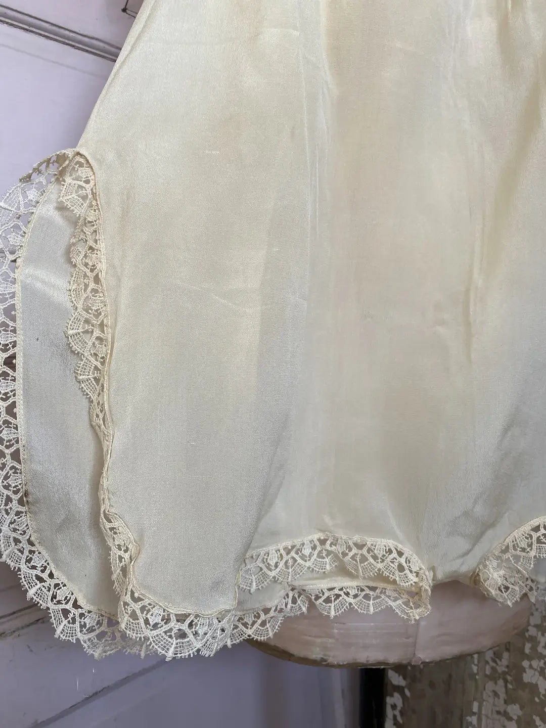 Antique 1920s Ivory Silk Ribbonwork Romper
