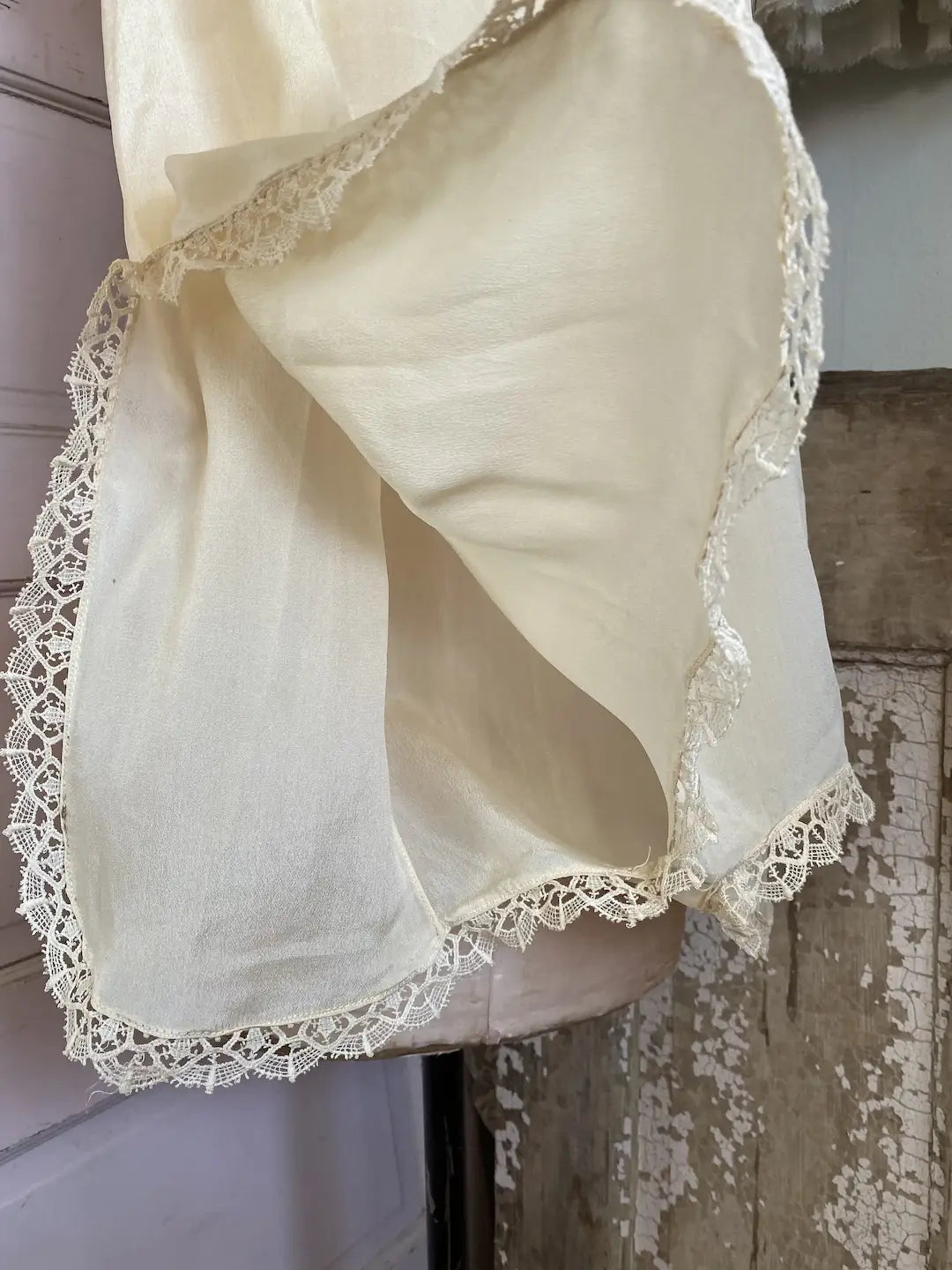 Antique 1920s Ivory Silk Ribbonwork Romper