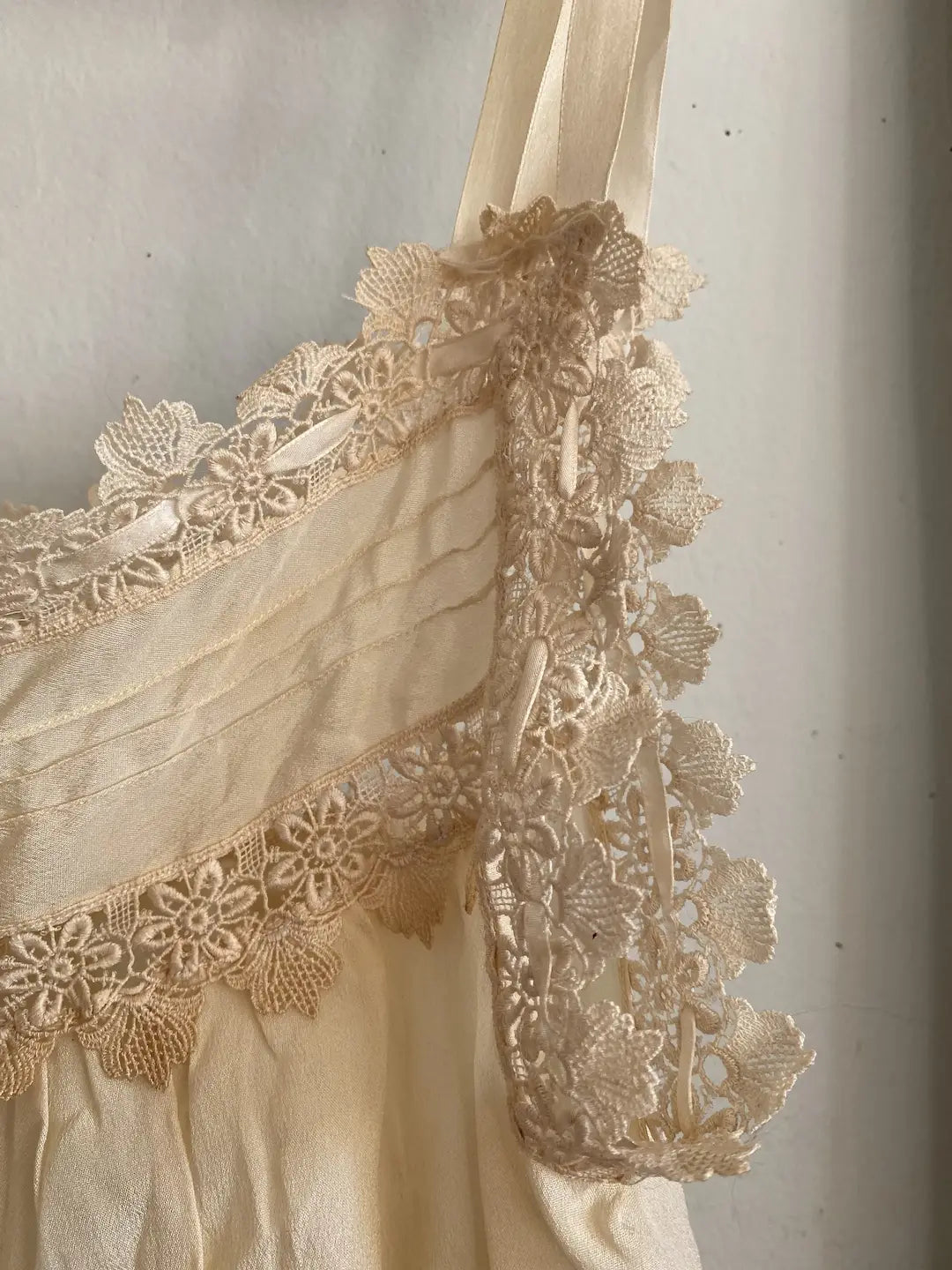 Antique 1920s Ivory Silk Ribbonwork Romper
