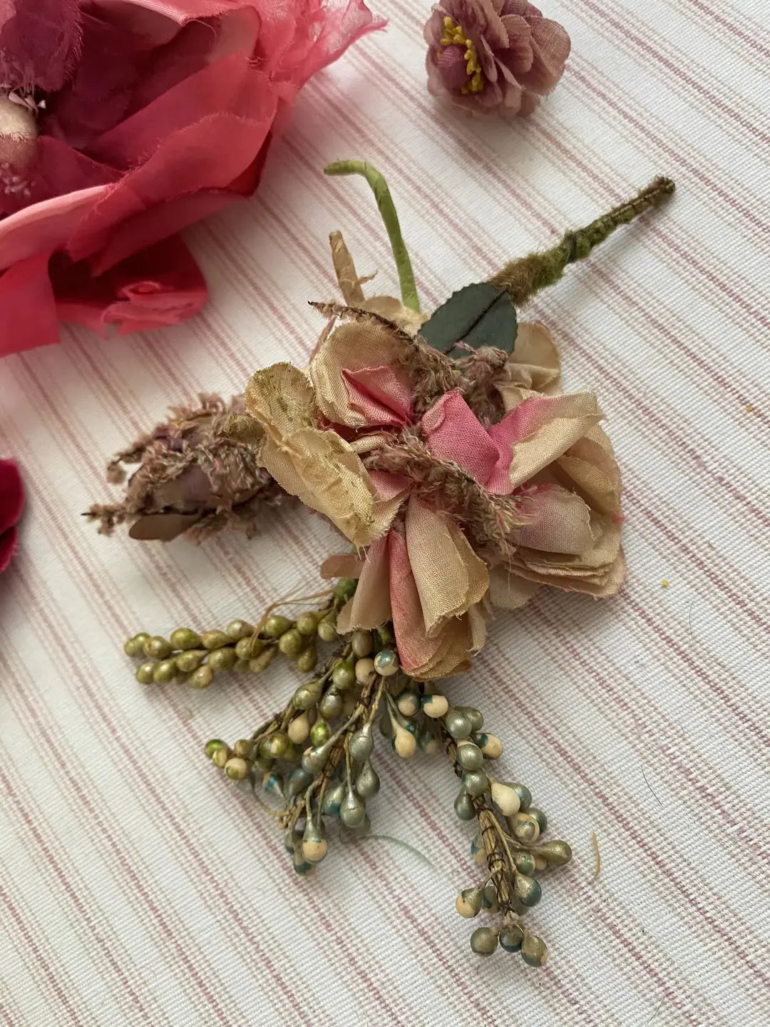 Antique Collection Millinery Lot Pink Roses Flowers