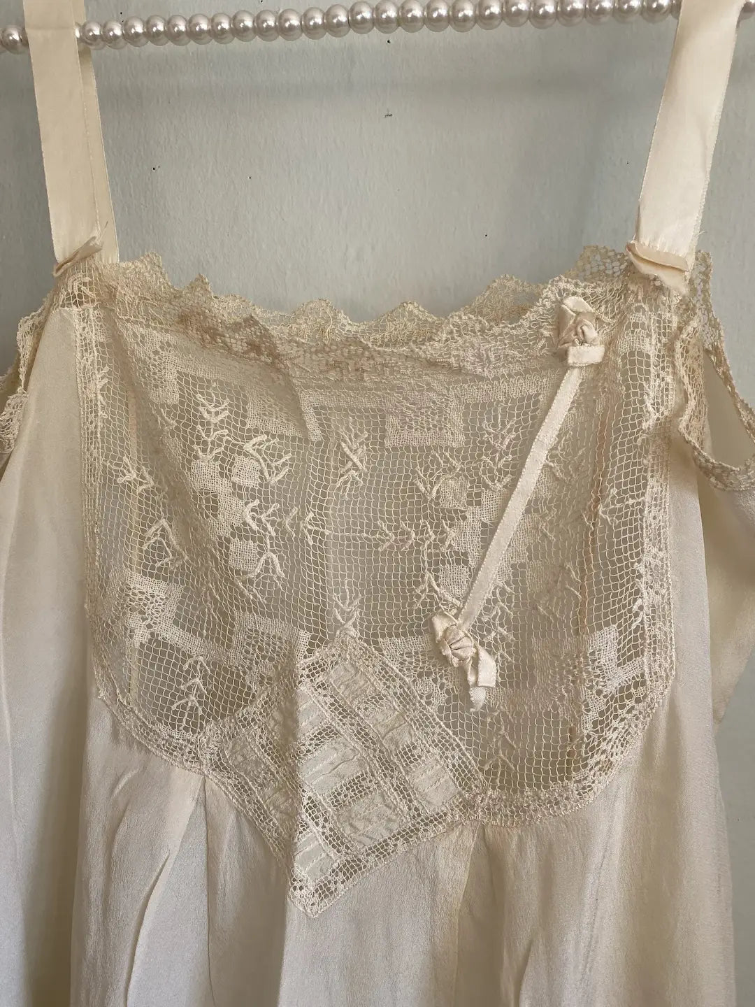 Antique Wedding Trousseau Lingerie Silk Lace Teddy & Nightgown Dress