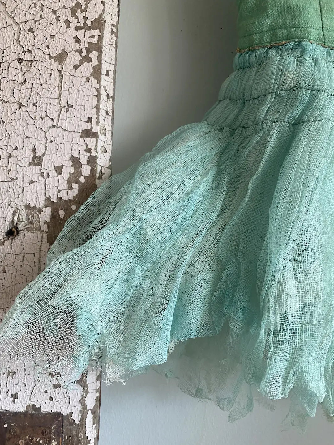 Antique Vintage Ballet Tutu Green Gauze Lace