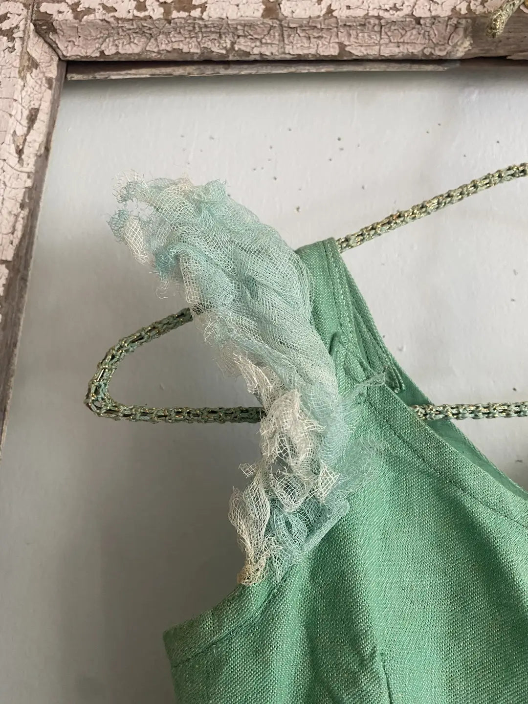 Antique Vintage Ballet Tutu Green Gauze Lace