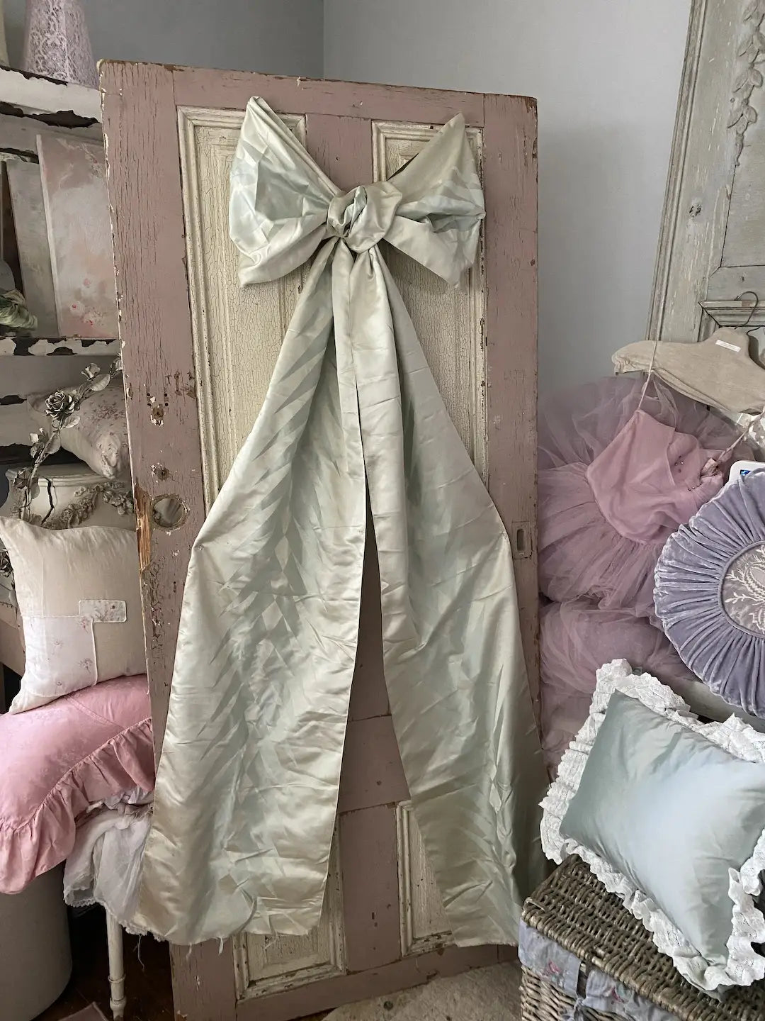 Antique Yardage Extra Wide Silk Ribbon Panel