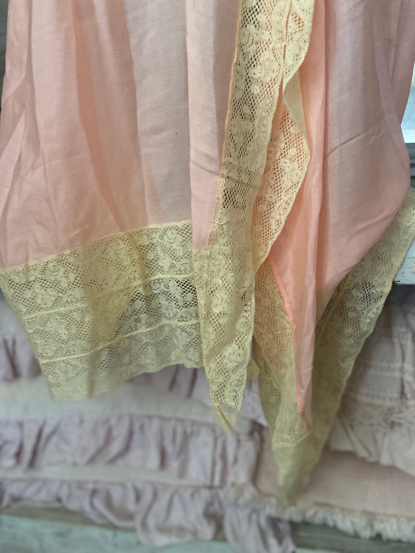 Antique 1920s Pink Silk Ribbonwork Dressing Gown