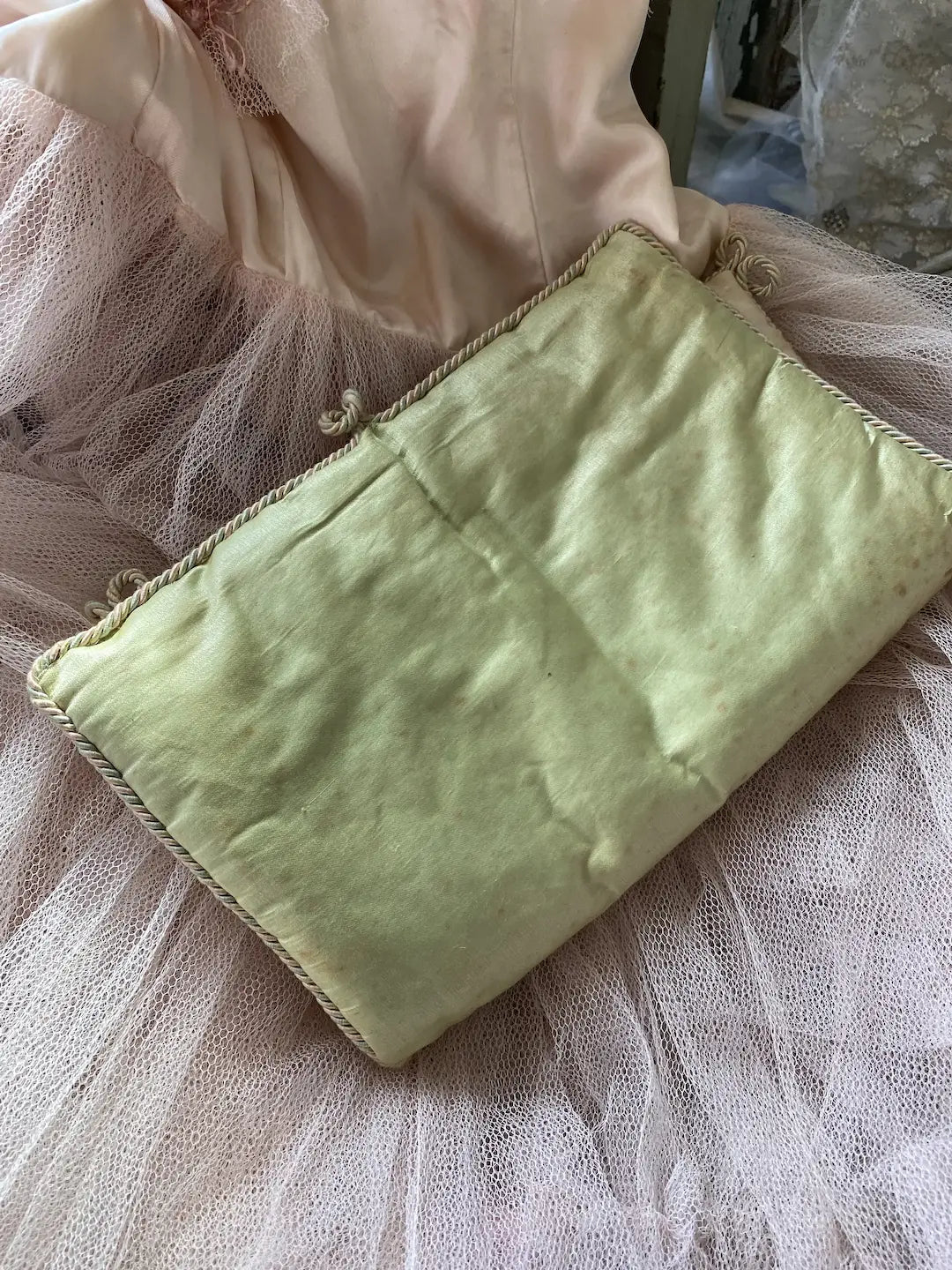 Antique French Silk Hankie Delicates Holder