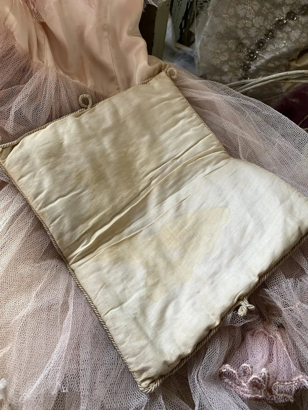 Antique French Silk Hankie Delicates Holder
