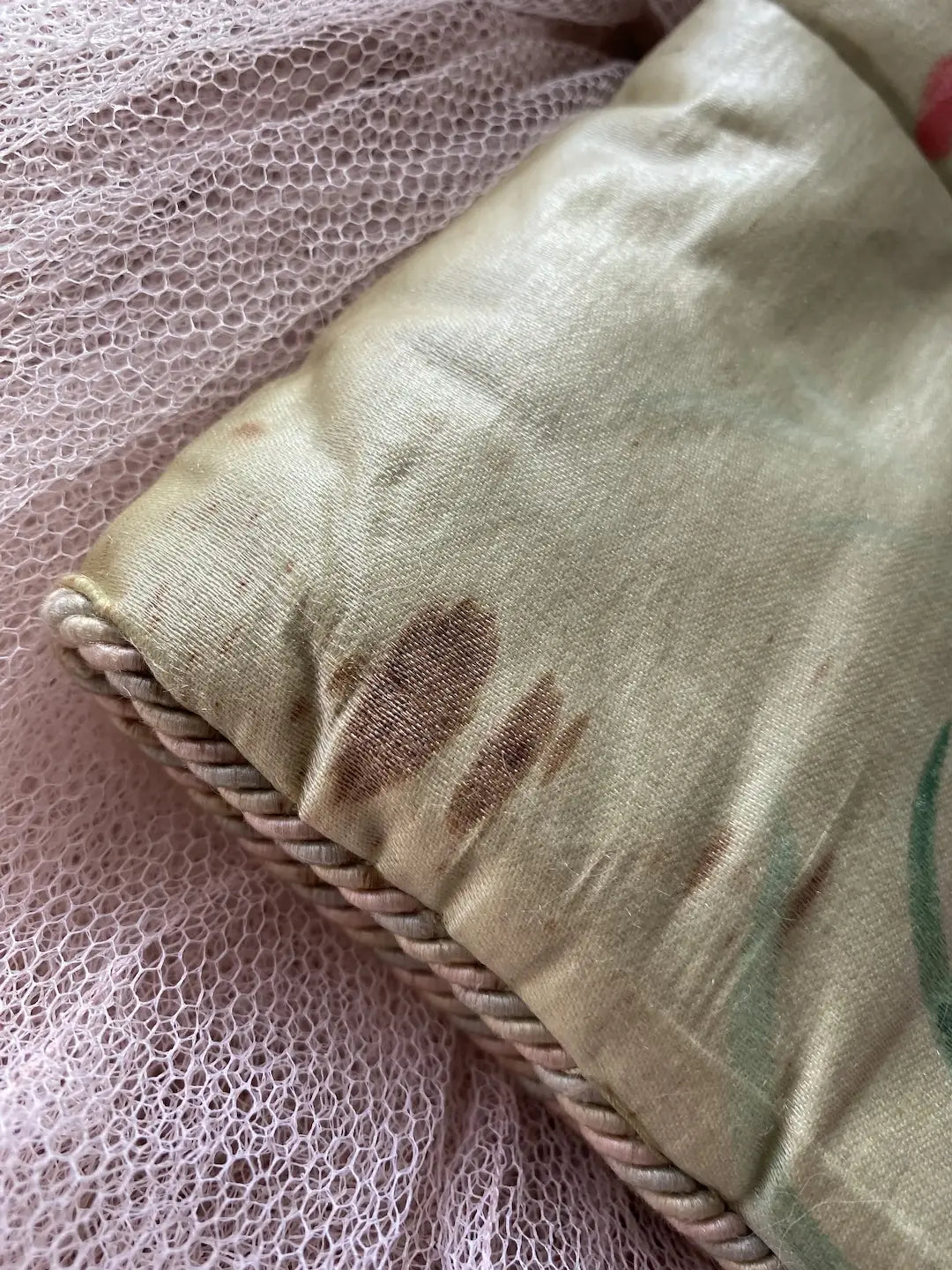 Antique French Silk Hankie Delicates Holder