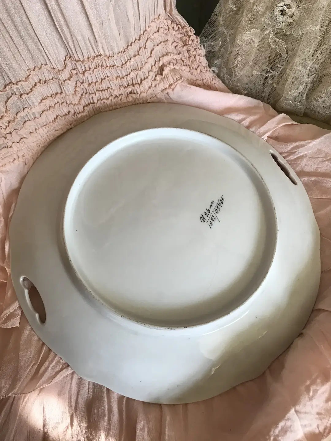 Antique Portrait Plate Pink Roses