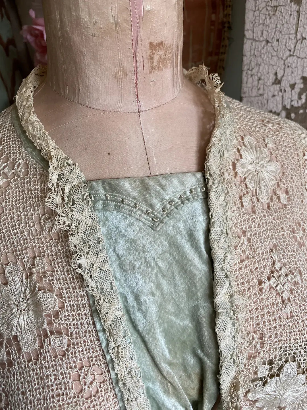 Antique Lace Bodice Blue Velvet