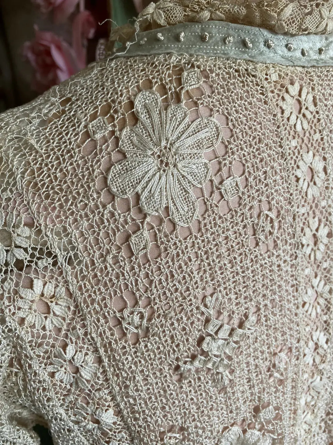 Antique Lace Bodice Blue Velvet