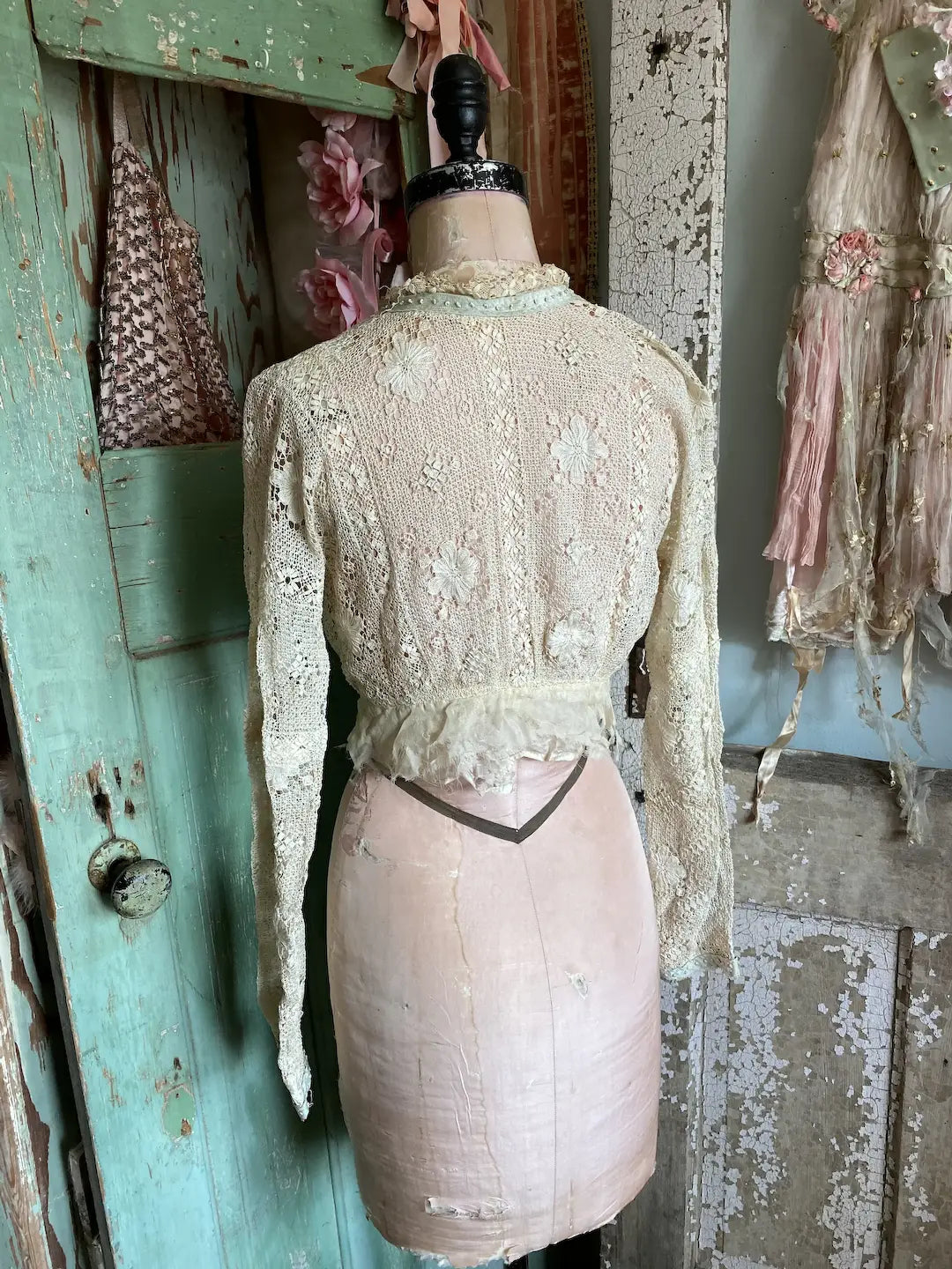 Antique Lace Bodice Blue Velvet