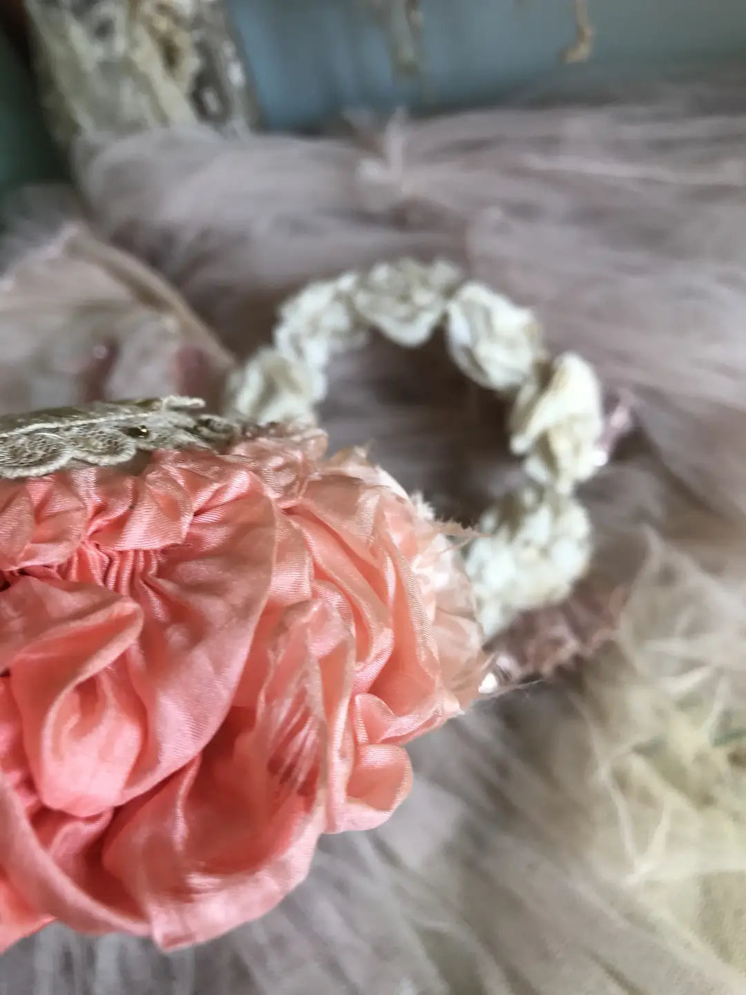 Antique Peach Ombré Silk Ribbonwork Pin Cushion