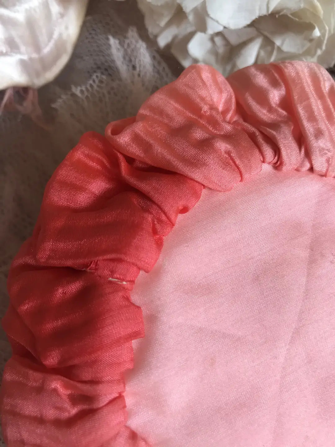 Antique Peach Ombré Silk Ribbonwork Pin Cushion