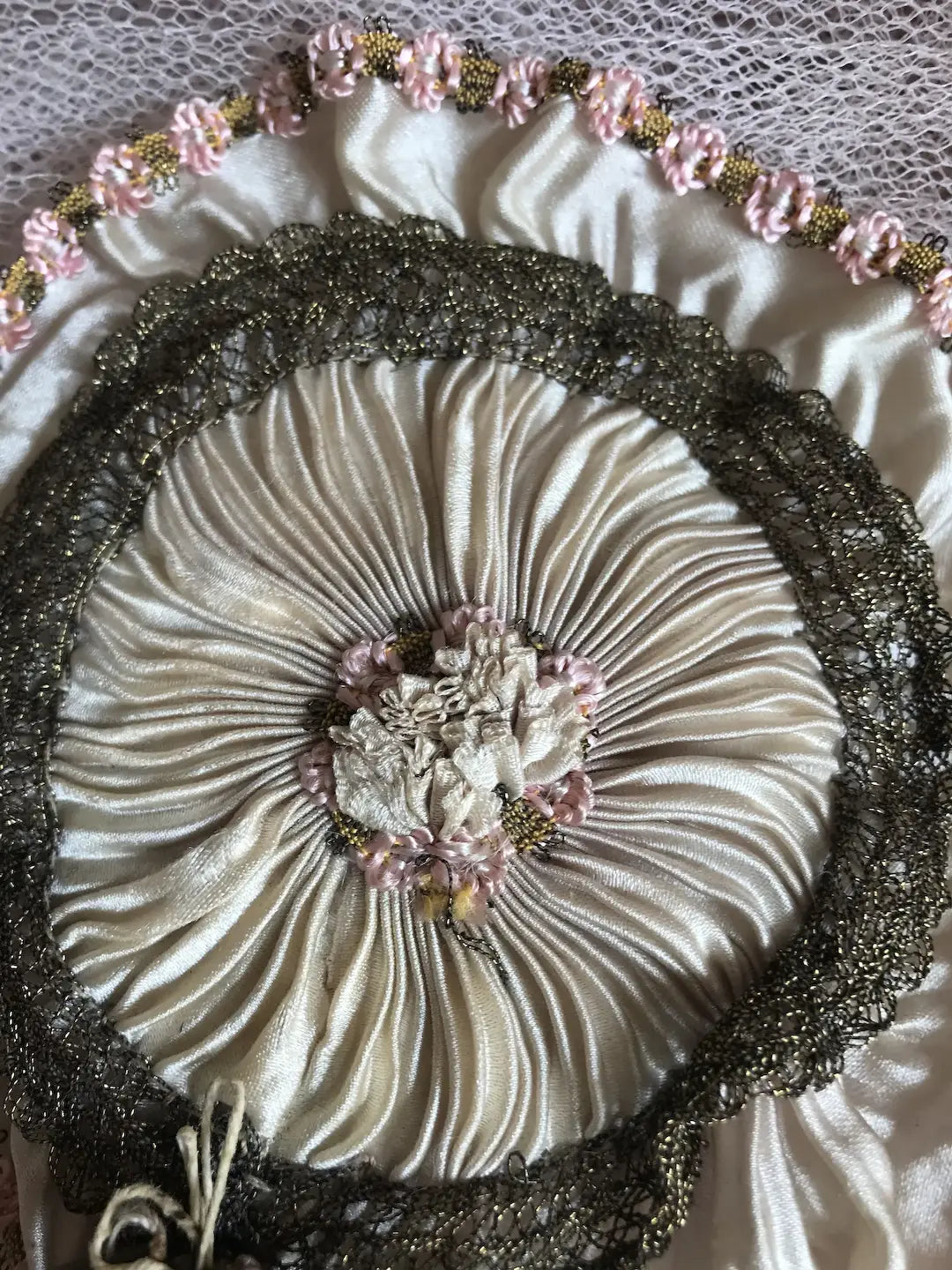 Antique Ribbonwork Powder Puff Wand