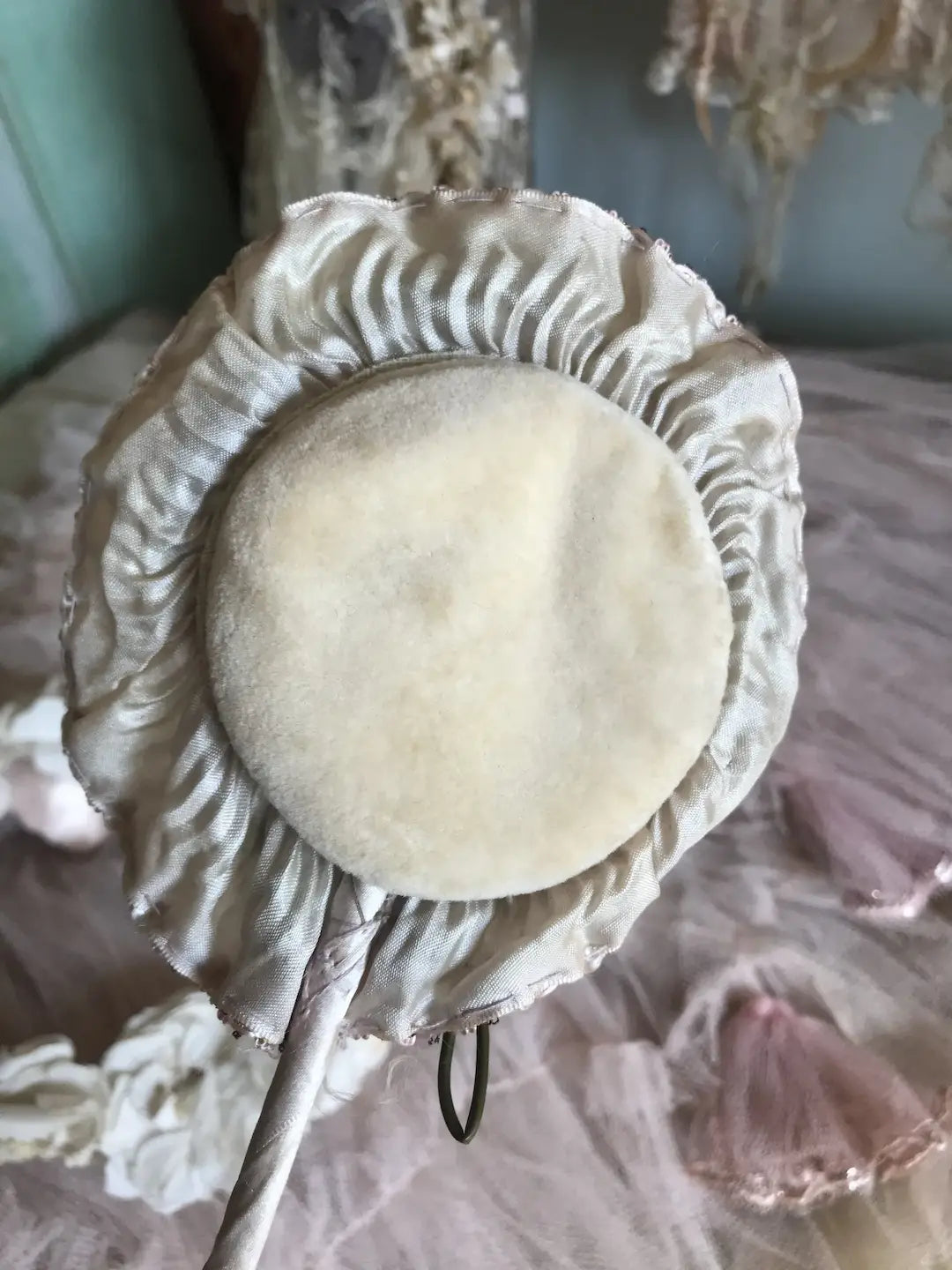 Antique Ribbonwork Powder Puff Wand