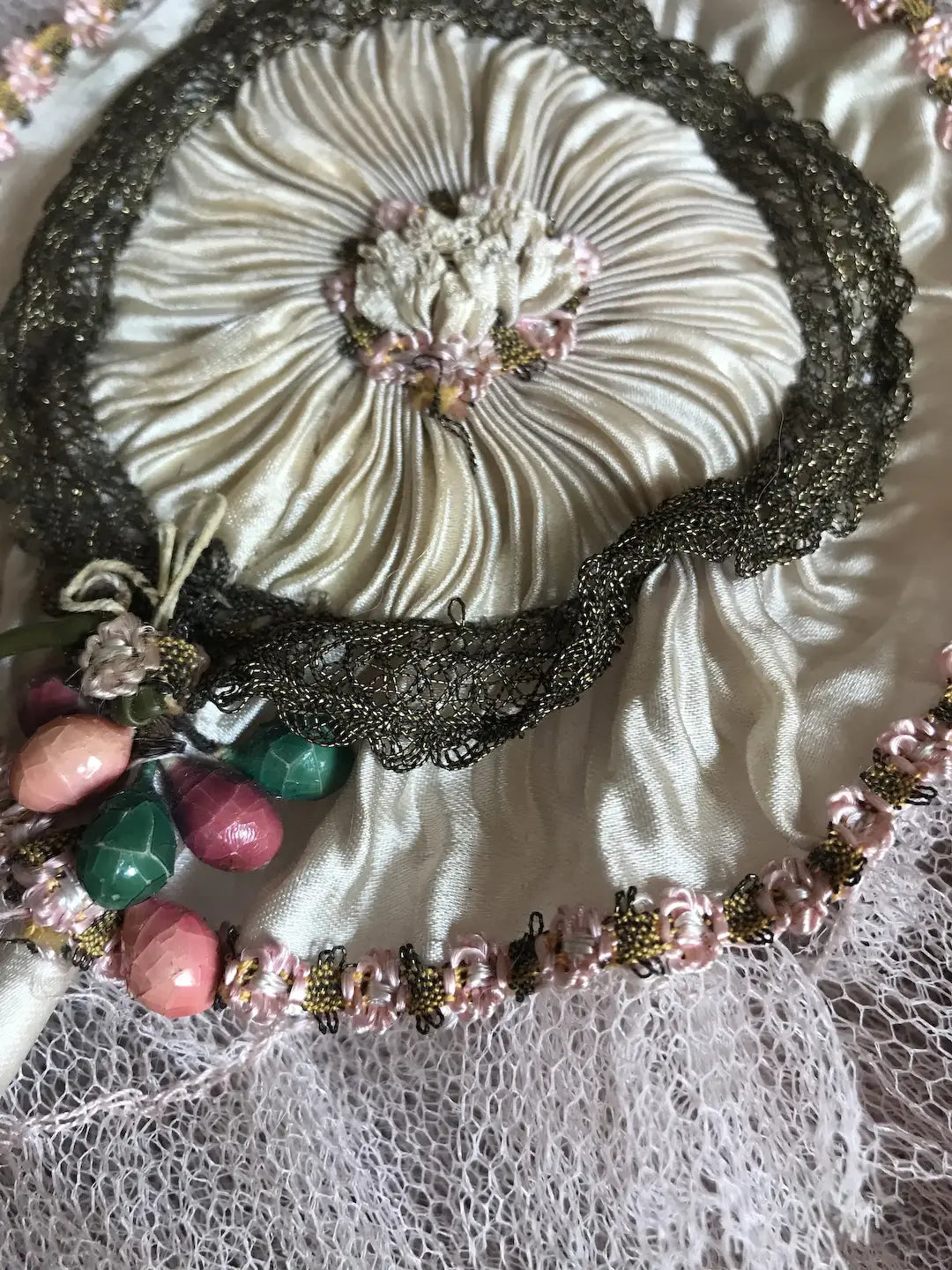 Antique Ribbonwork Powder Puff Wand
