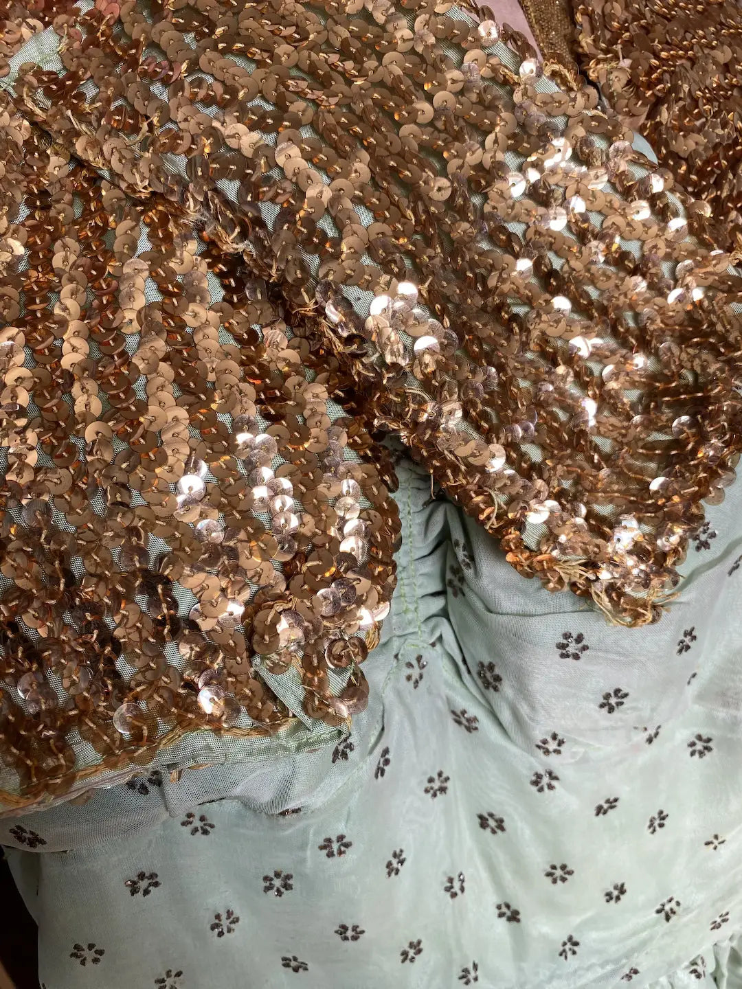 Vintage Ballet Dance Costume Dress Mint Green Sequin Butterfly Lame Halter
