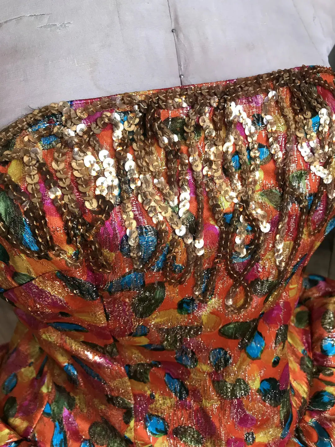 Vintage Ballet Showgirl Costume Rainbow Lamé Tutu Hat