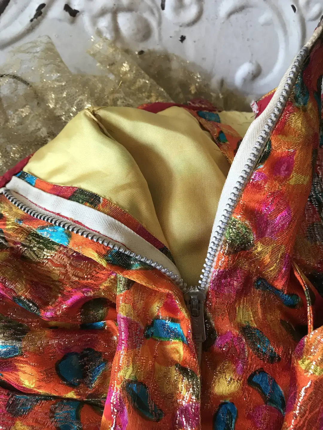 Vintage Ballet Showgirl Costume Rainbow Lamé Tutu Hat