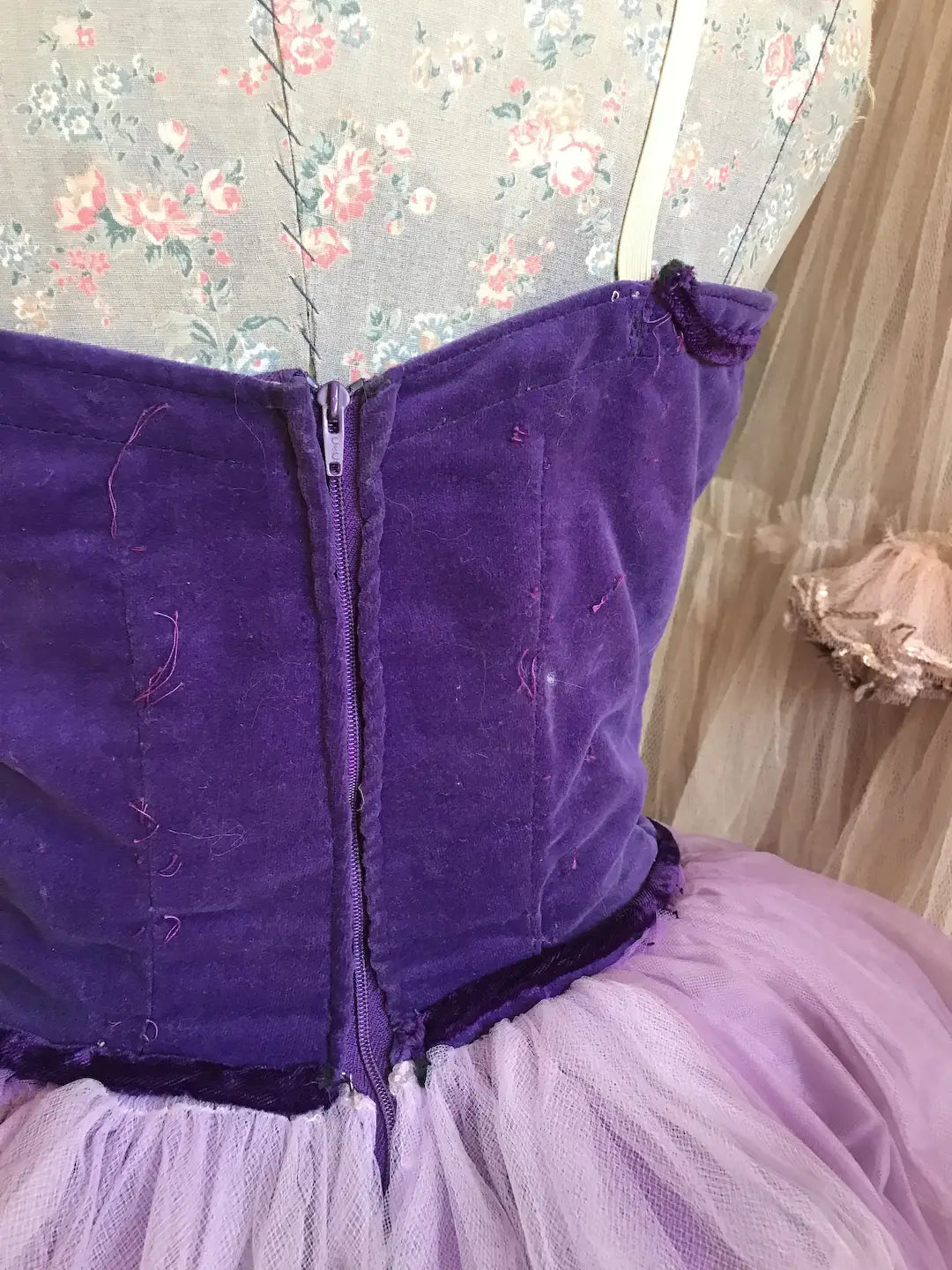 Vintage Ballet Tutu Costume Purple Velvet