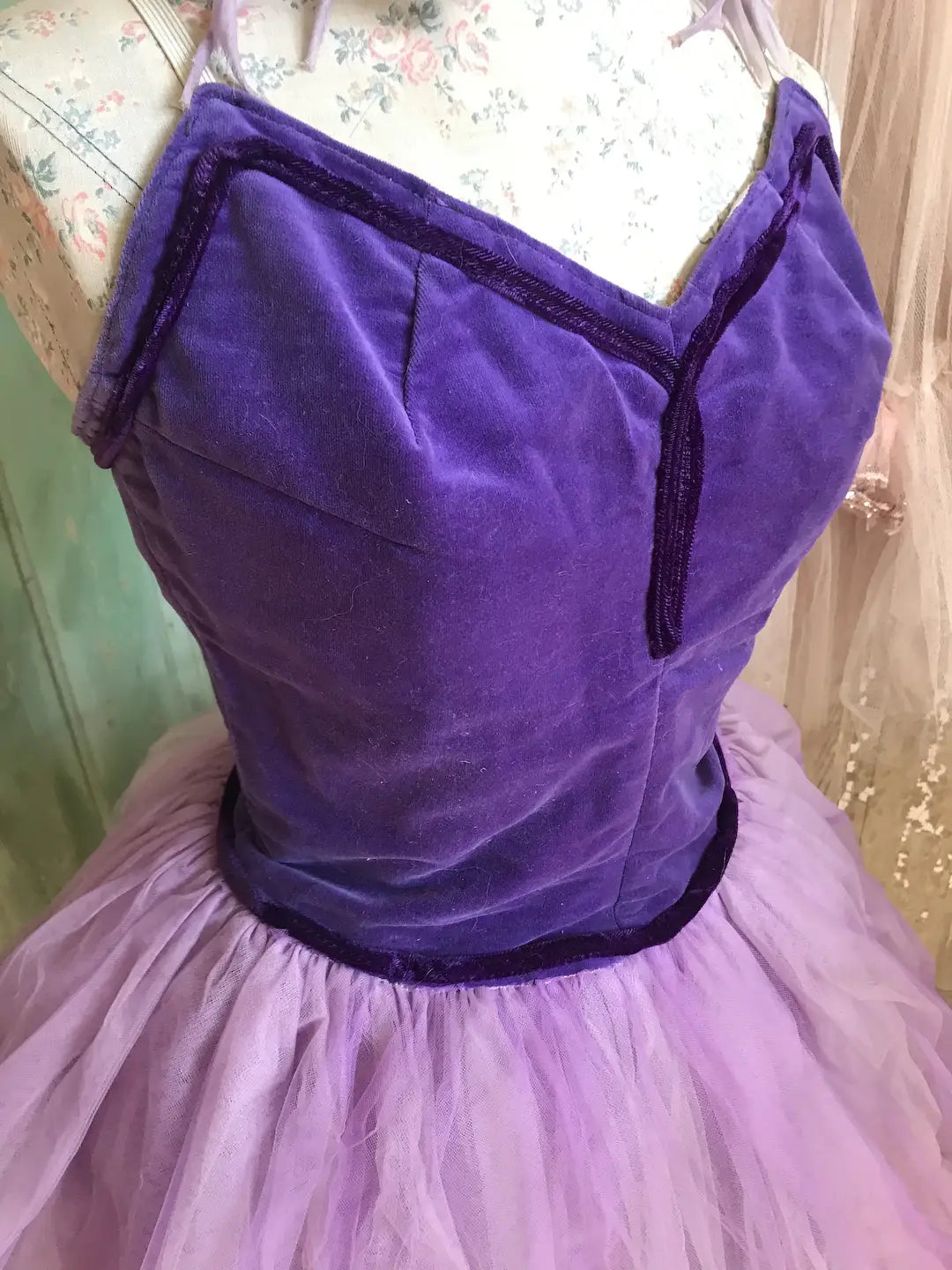 Vintage Ballet Tutu Costume Purple Velvet