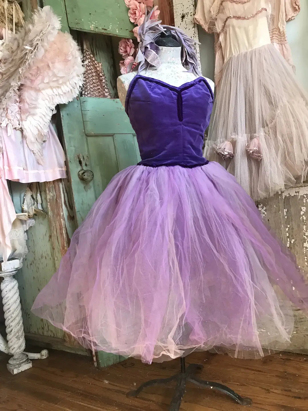 Vintage Ballet Tutu Costume Purple Velvet