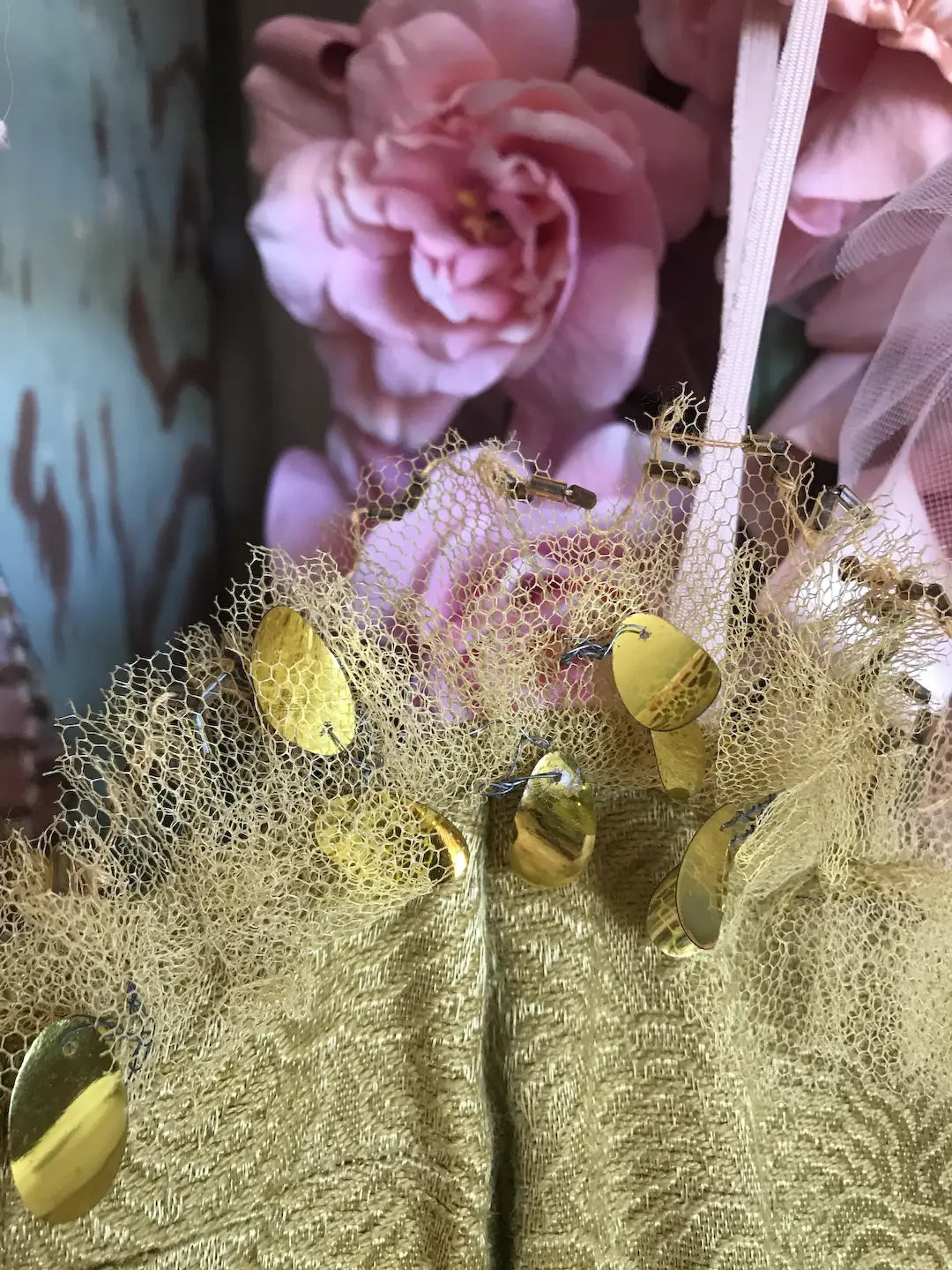 Vintage Ballet Tutu Costume Gold Tulle Lavender Gauze Lace