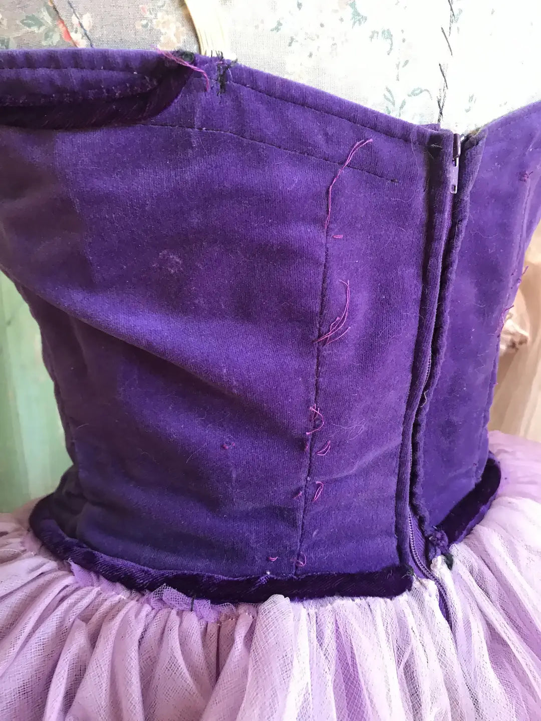 Vintage Ballet Tutu Costume Purple Velvet