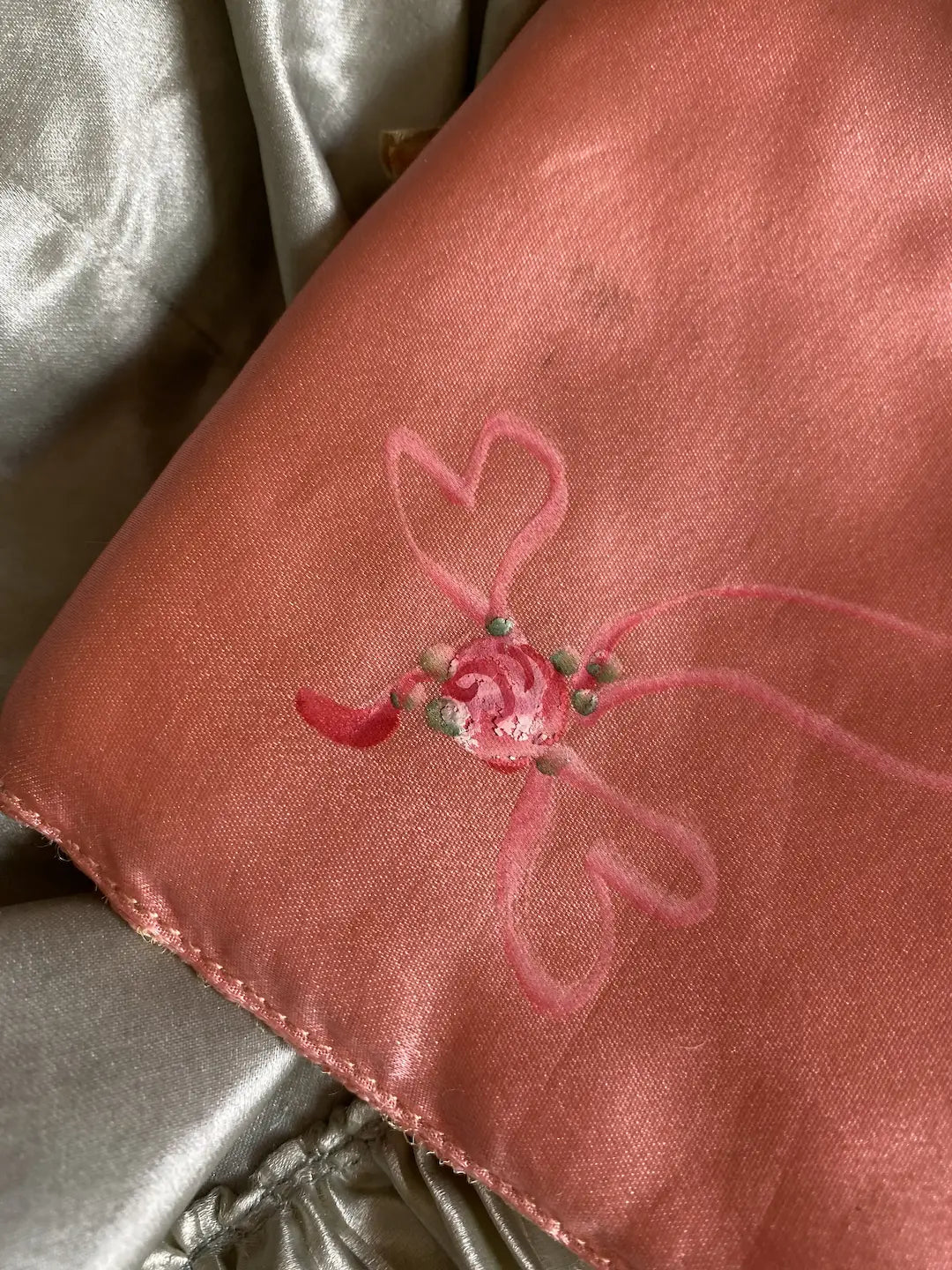 Vintage Pink Silk Hankie Holder