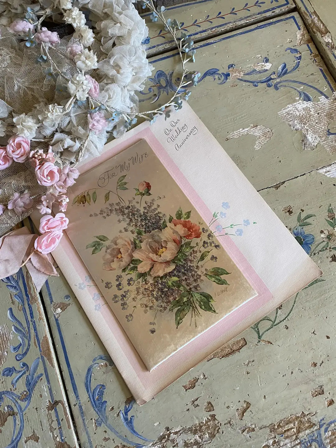 Vintage XL Padded Satin Greeting Card