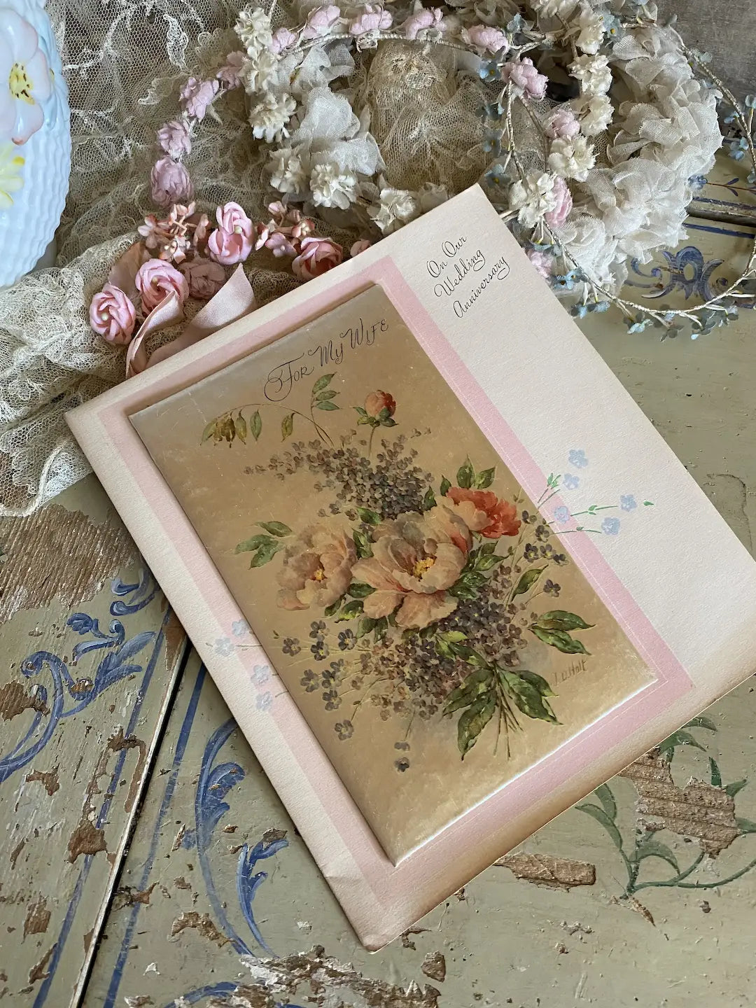 Vintage XL Padded Satin Greeting Card