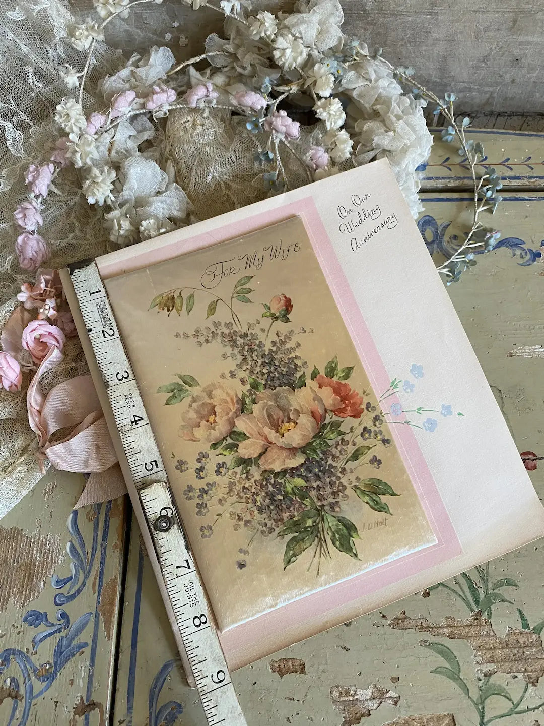 Vintage XL Padded Satin Greeting Card
