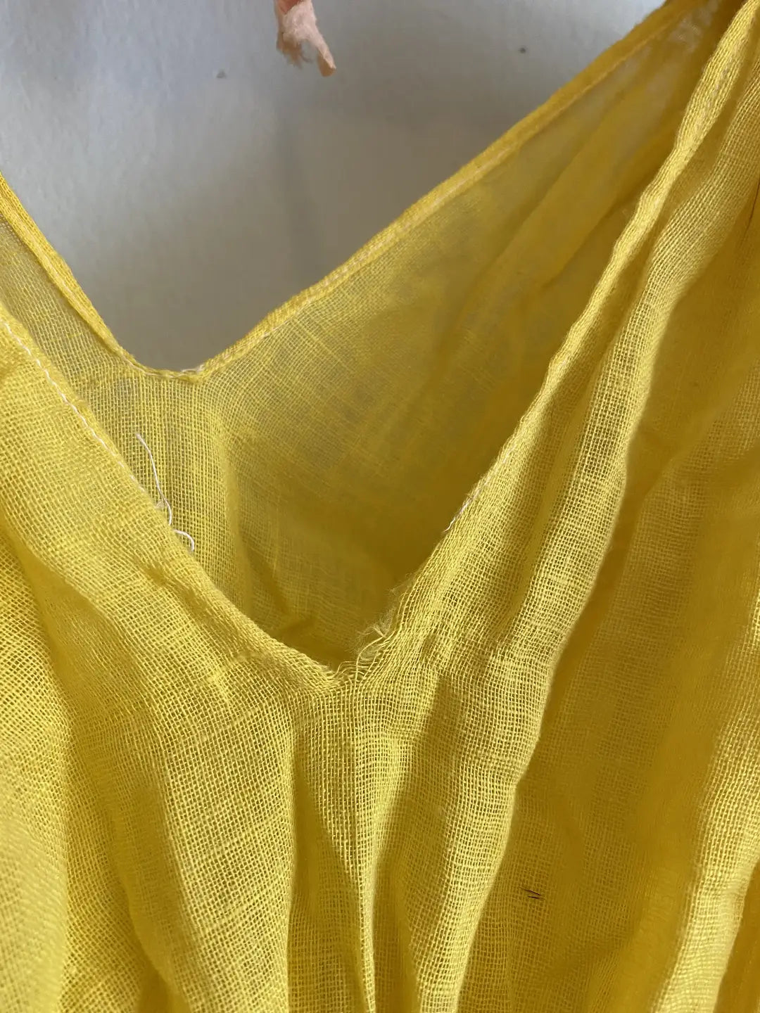 Vintage Yellow Dress Theater Costume Crepe Paper Flowers Sash