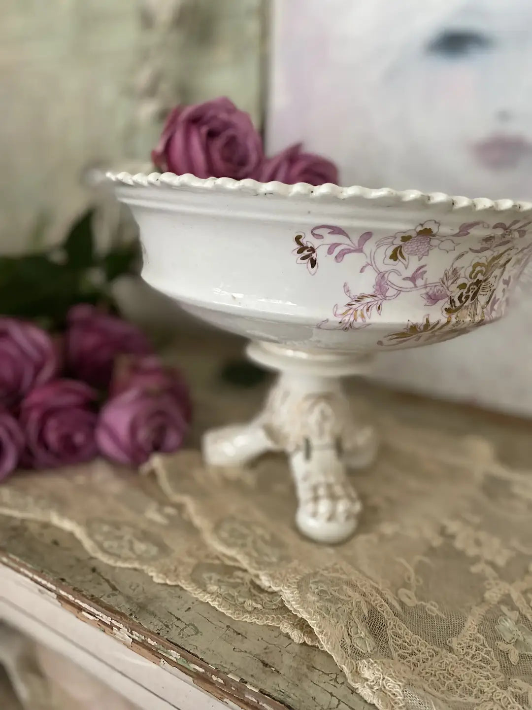 Antique Claw Foot Paw Footed Compote Centerpiece