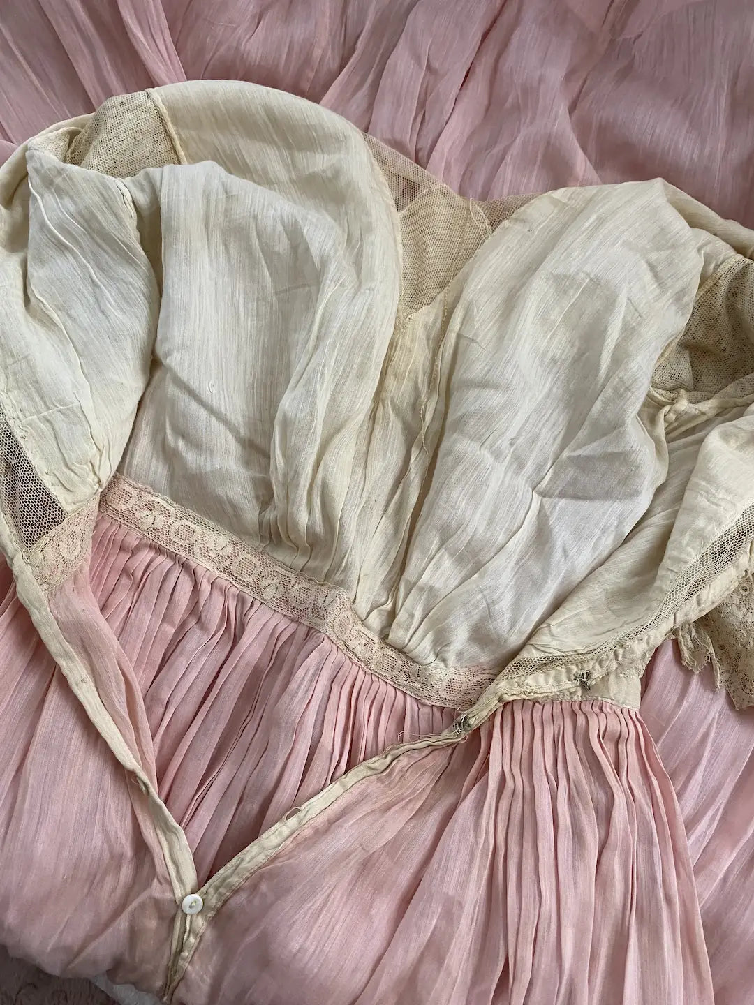 Antique Edwardian Dress Pale Pink Lace